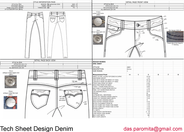 Specification Sheet and Tech Pack - clothing designer