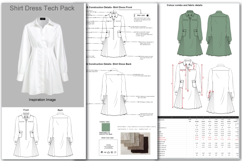 fashion tech-pack for womens cocktail dress collection